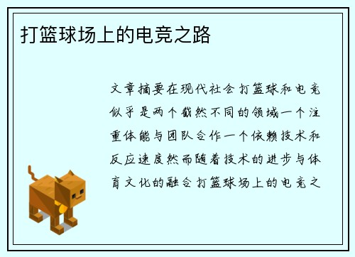 打篮球场上的电竞之路